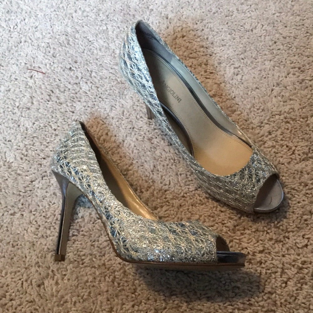 Enzo Angiolini silver and gold high heel shoes